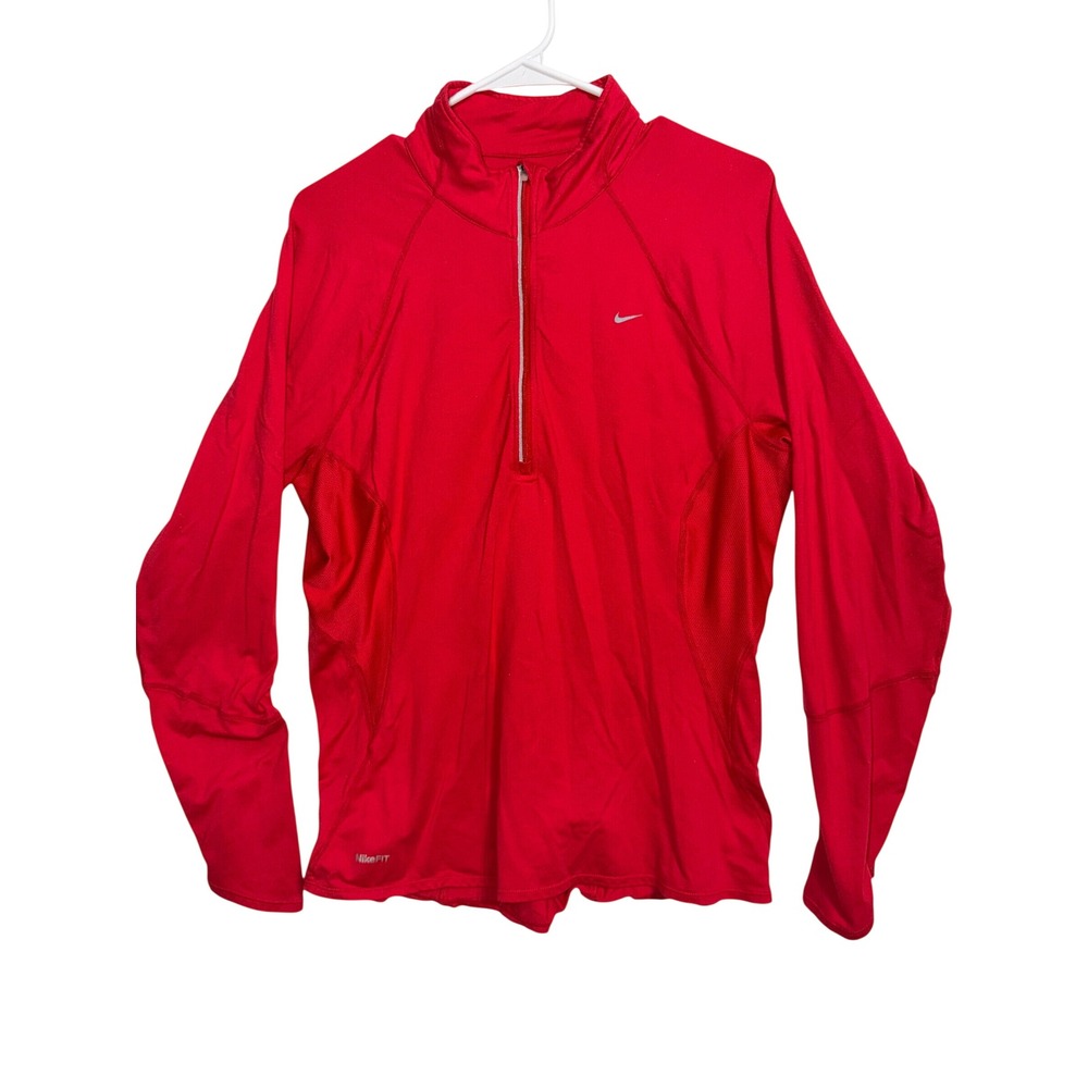 Nike Fit Dry Quarter Zip Pullover Red Athletic Long Sleeve Top XL 16-18